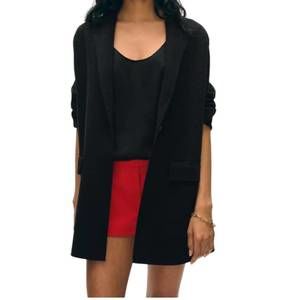 NEW WHITE + WARREN superfine organic cotton knit blazer in black